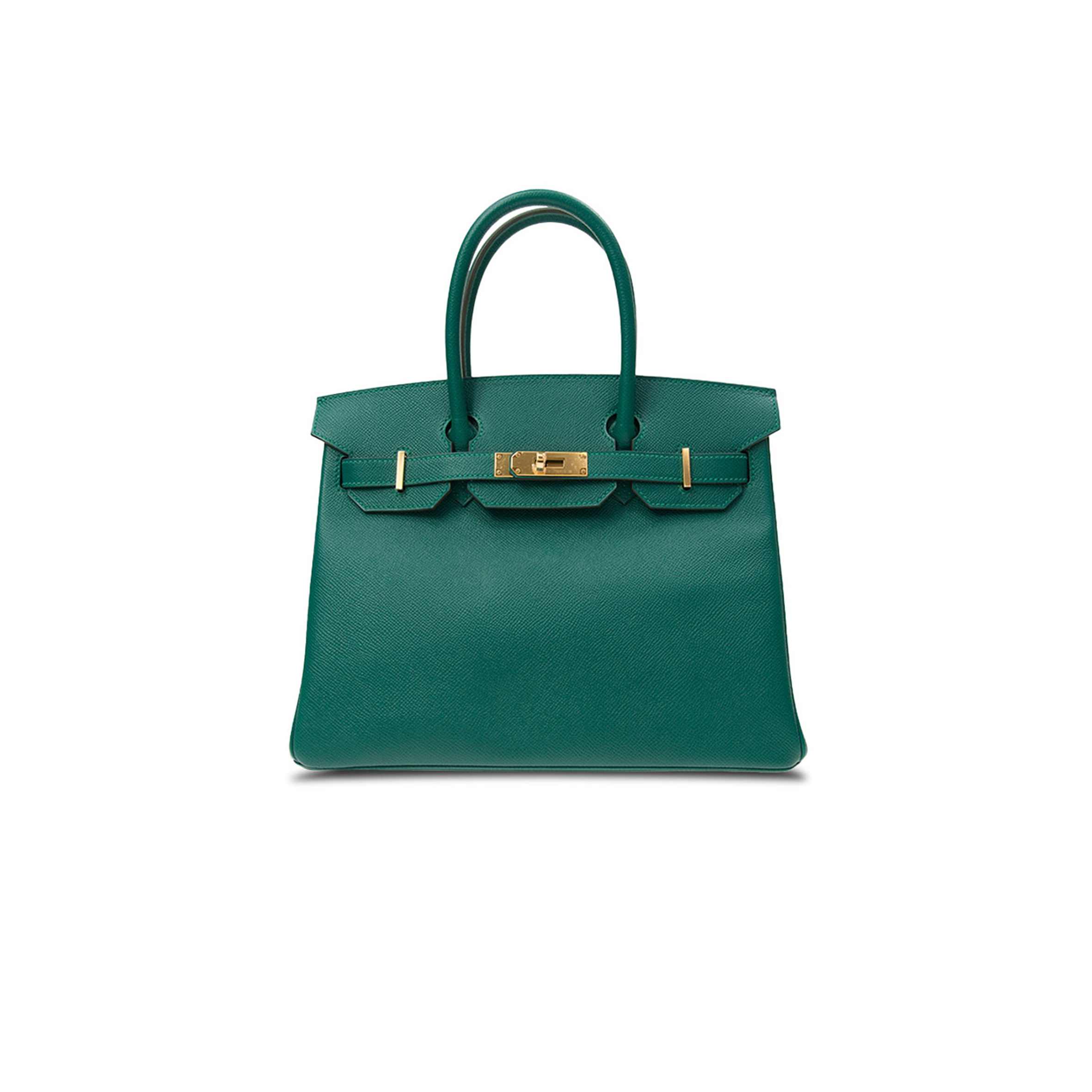 HERMES BIRKIN 30 EPSOM LEATHER PEACOCK GREEN GOLD BUCKLE BAG H028369CCZ6 (30*23*15cm)